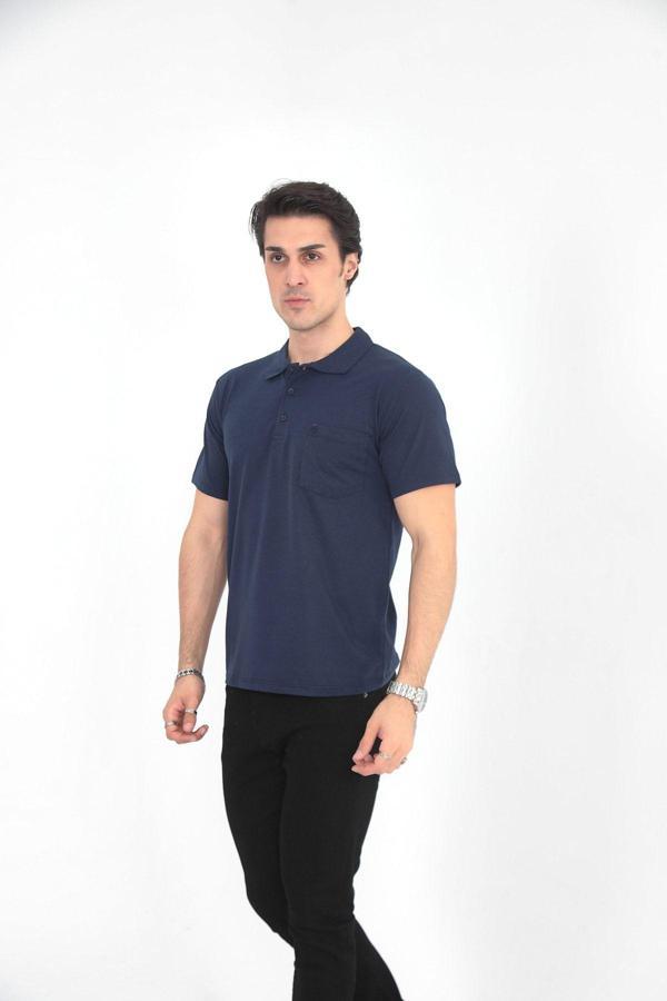 Kmk Kombin Baba Büyük Beden Düz Renk Tişört Polo Yaka Cepli - Image 1