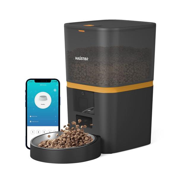 Haustier QQ003-V2 Akıllı Kedi Köpek Otomatik Mama Kabı, Tuya App-Wifi Uzaktan Kontrol, 6lt Hazne (Siyah) - Image 1