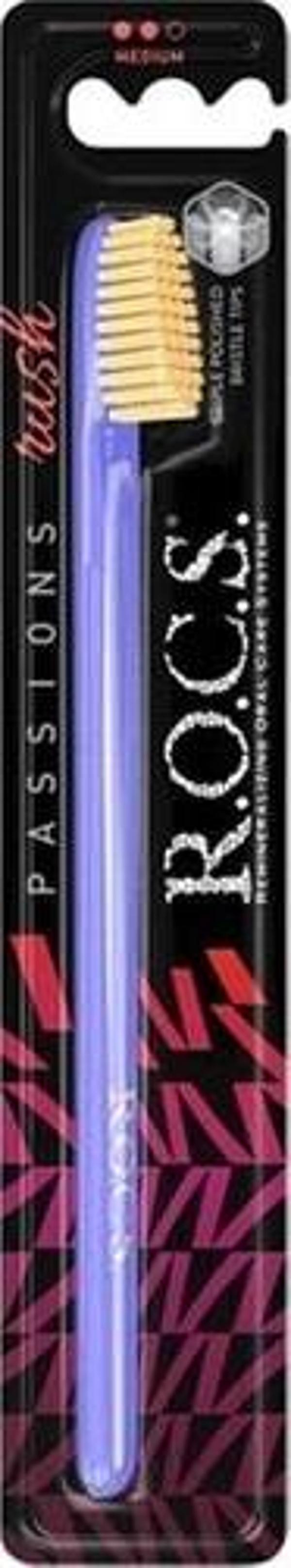 Rocs Passions Medium Diş Fırçası-Mor-Sarı Kıl - Image 1