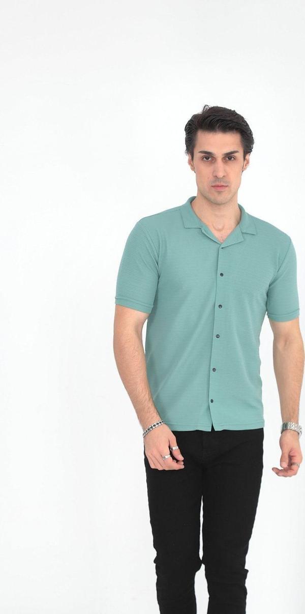 Kmk Kombin Genç Erkek Petek Kumaş Gofre Desen Gömlek - Image 1