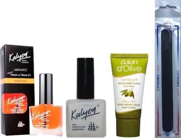 Kalyon Tırnak Sertleştirici + Bakım Yağı+ Dalan Krem 20 Ml + Tırnak Törpüsü  - Image 1