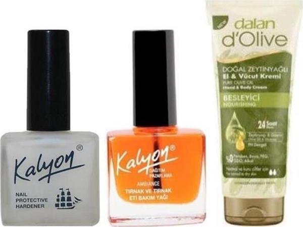 Kalyon Tırnak Sertleştirici + Bakım Yağı + Dalan Tüp Krem 20 ml 3'lü Set - Image 1