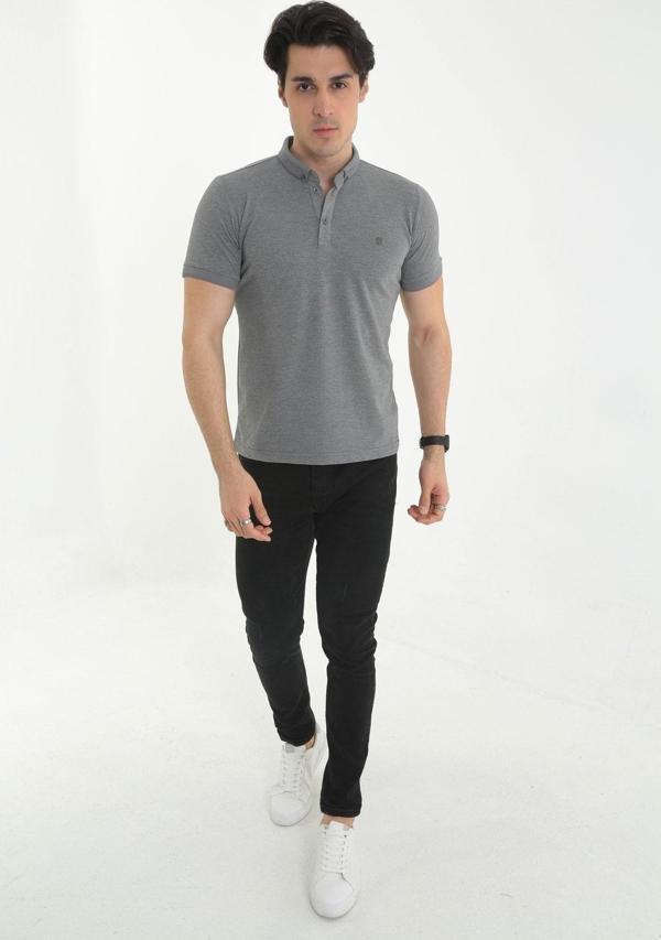 Kmk Kombin Erkek Düz Renk Genç Spor Polo Yaka Kısa Kol Tişört - Image 1