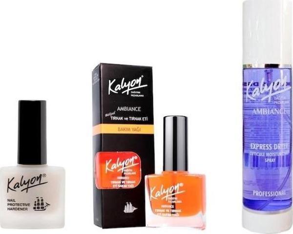 Kalyon Tırnak Sertleştirici+Tırnak Bakım Yağı+Oje Kurutucu Sprey 150 ml 3'Lü Set - Image 1