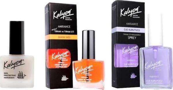 Kalyon Tırnak Sertleştirici+Tırnak Bakım Yağı+Oje Kurutucu Sprey 17ml 3'Lü Set - Image 1
