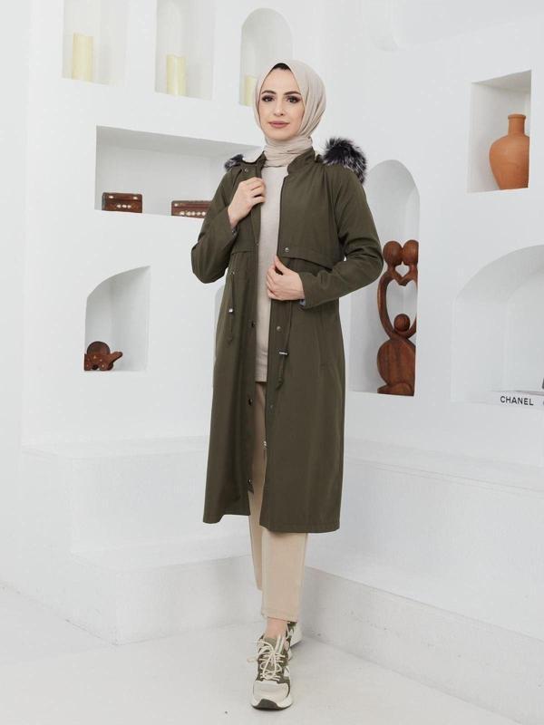 Kmk Kombin Kadın İçi Tam Kürklü Su Ve Rüzgar Geçirmez Bondik Mont Ve Kaban - Image 1