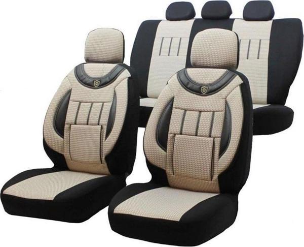 Renault Kangoo 2+1 Uyumlu Oto Koltuk Kılıfı BEJ - SİYAH - Image 1