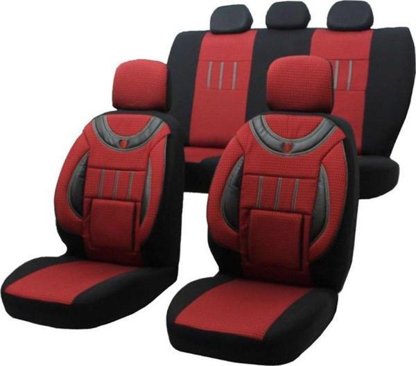 Renault Kangoo 2+1 Uyumlu Oto Koltuk Kılıfı KIRMIZI - SİYAH - Image 1