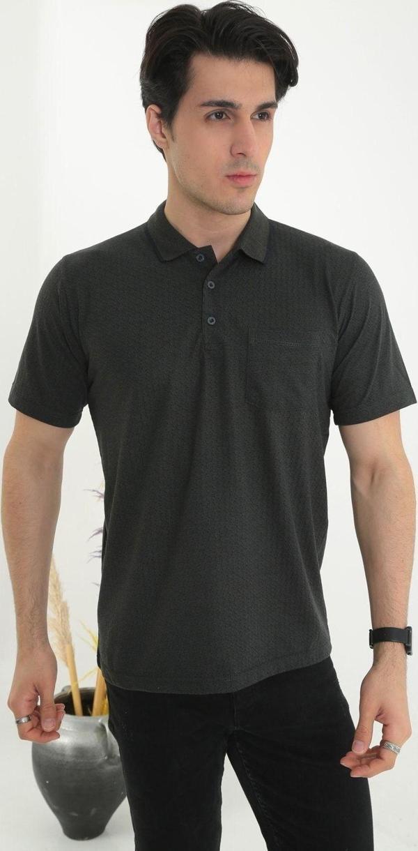 Kmk Kombin Erkek Polo Yaka Cepli Baba Kısa Kol Büyük Beden Tişört - Image 1