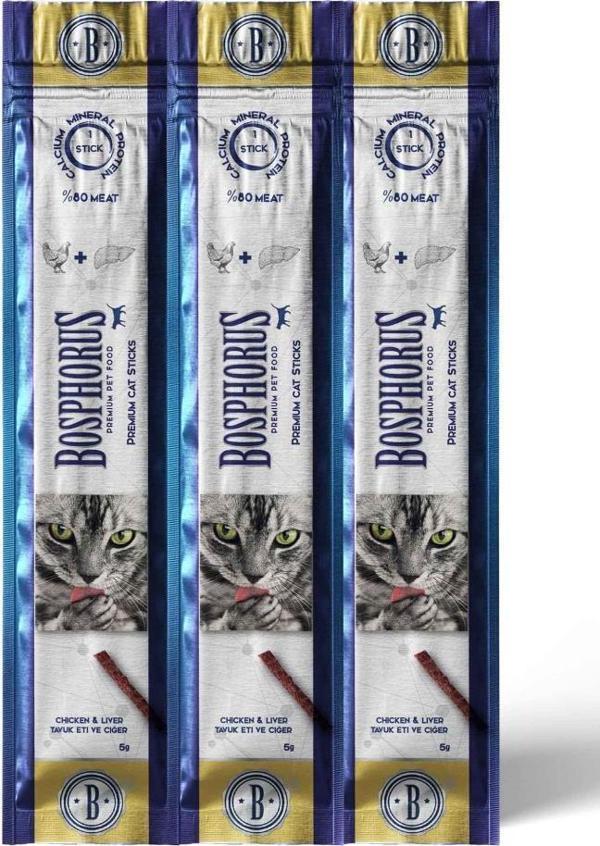 Bosphorus Tavuk Etli ve Ciğerli Kedi Ödül Stick 3x5 Gr - Image 1