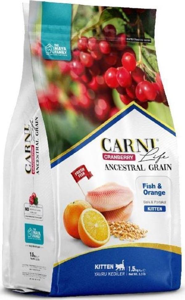 Carni Life Kızılcık Balıklı ve Portakallı Yavru Kedi Maması 1.5 Kg - Image 1