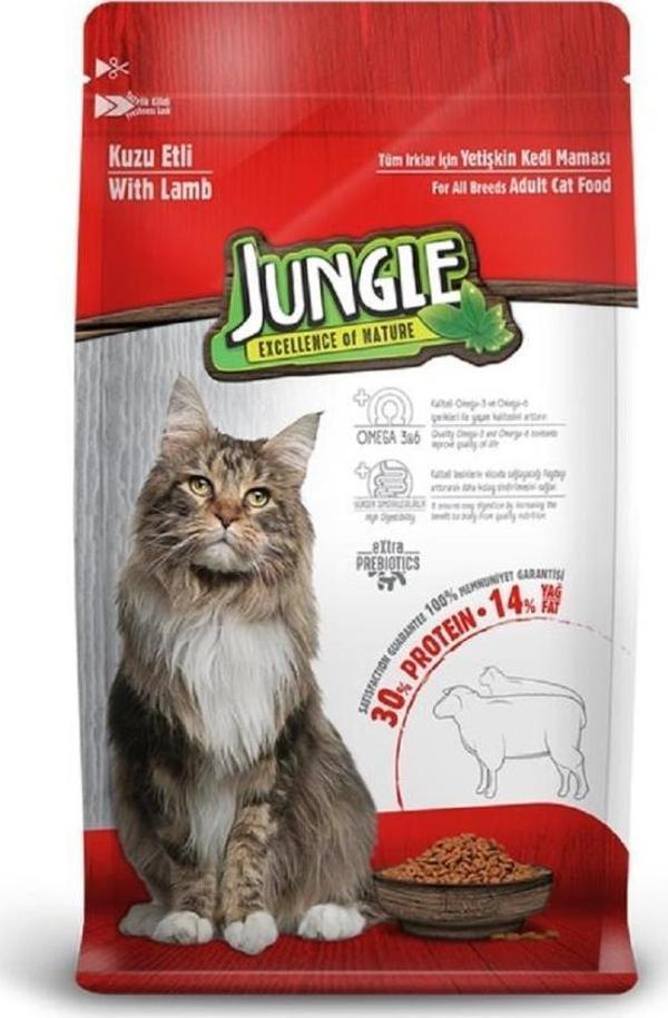 Jungle Yetişkin Kuzulu Kedi Maması 500 Gr - Image 1