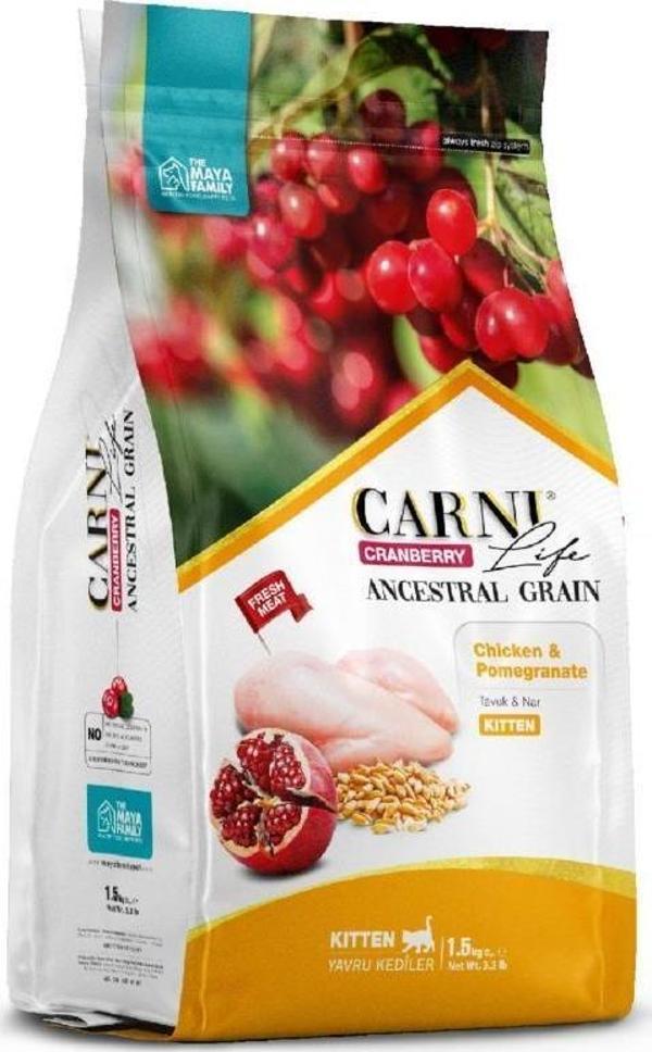 Carni Life Kızılcık Tavuklu ve Narlı Yavru Kedi Maması 1.5 Kg - Image 1