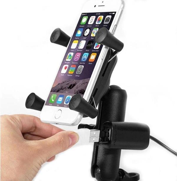 Knmaster Motowolf Usb Şarj Soketli Ayna Bağlantılı Telefon Tutucu - Image 1
