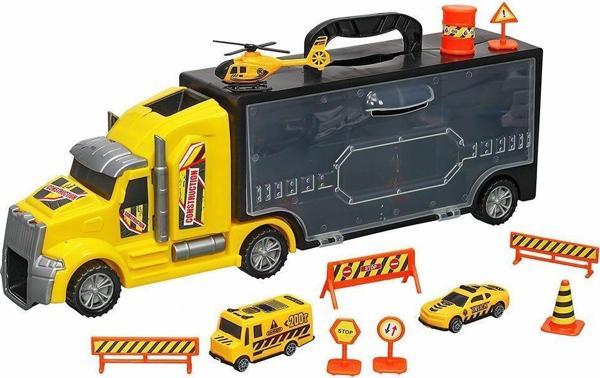 ERN-874 HEROES TOYS ÇANTALI İNŞAAT TAŞIYICI TIR SETİ - Image 1