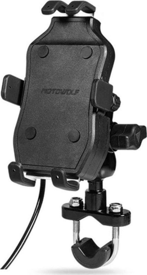 Motowolf Usb Şarj Soketli Ayna Ve Gidon Bağlantılı Telefon Tutucu - Image 1
