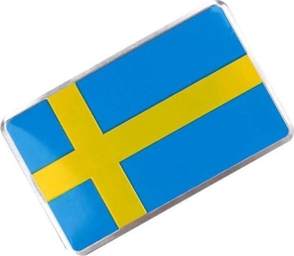 Knmaster Isveç Bayrağı Tasarımlı Alüminyum Sticker Etiket - Image 1