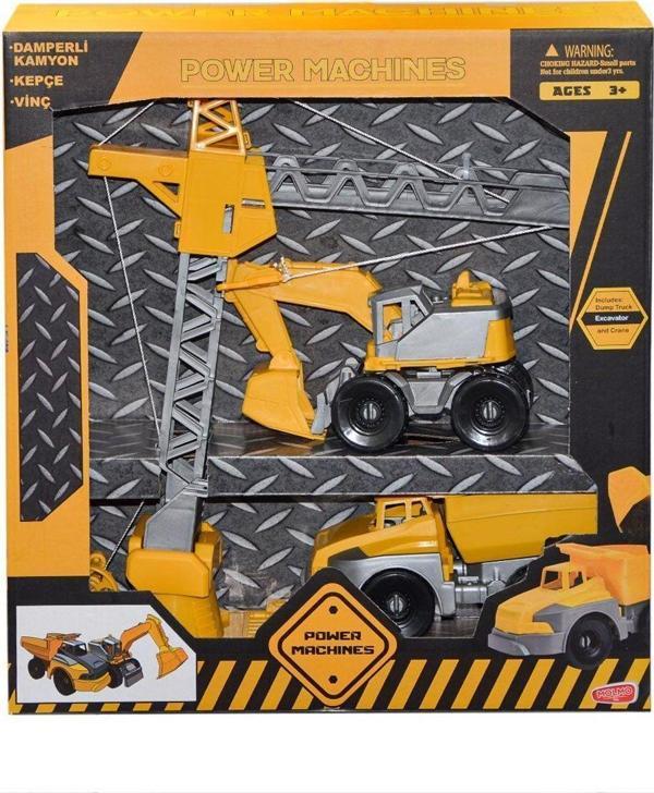 ML447 Power Machines Vinç, Damperli Kamyon ve Kepçe İnşaat Seti -Molmo - Image 1