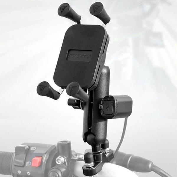 Knmaster Motowolf Usb Şarj Soketli Gidon Bağlantılı Telefon Tutucu - Image 1