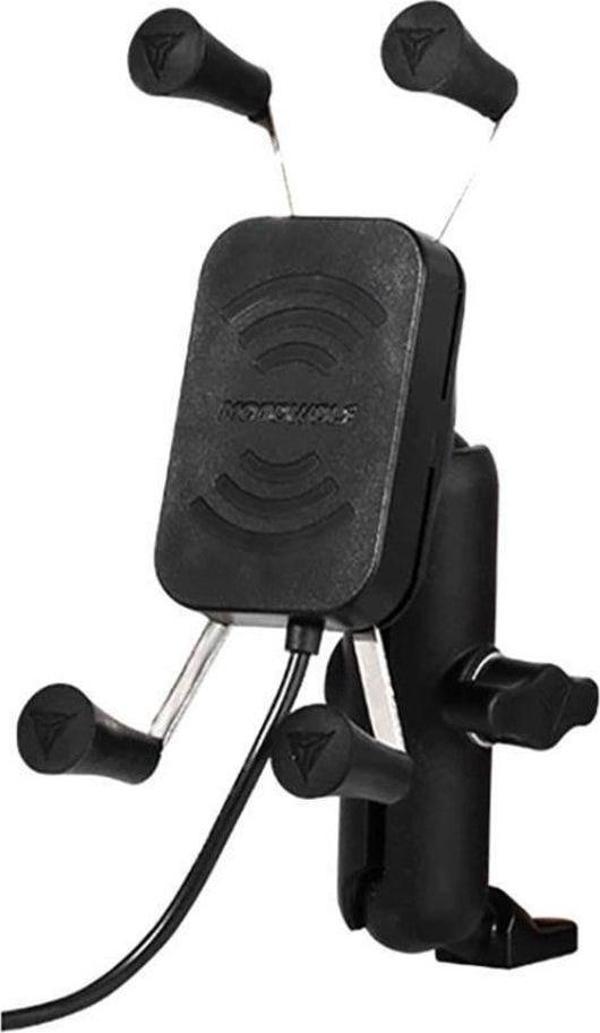 Knmaster Motowolf Ayna Bağlantılı Wireless Şarjlı Telefon Tutucu - Image 1