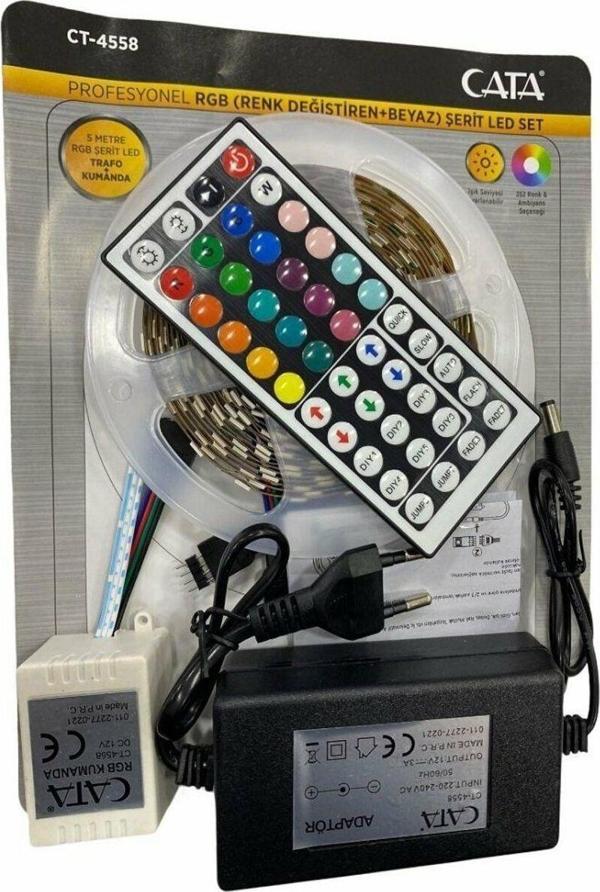 Rgb Şerit Led Seti 15 Renk (5 MT RGB ŞERİT TRAFO RGB KUMANDA) - Image 1
