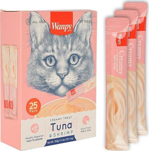 Wanpy Ton Balıklı ve Karidesli Sindirim Sistemi Destekleyici Sıvı Ödül Maması 25x14 gr - Image 1