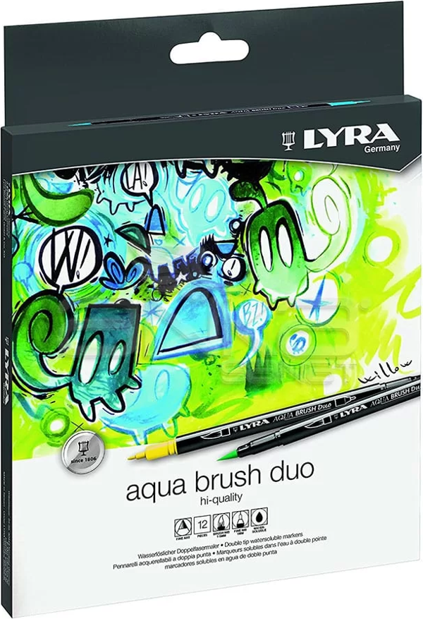 Lyra Aqua Brush Duo Fırça Uçlu Kalem 12li Set - Image 1