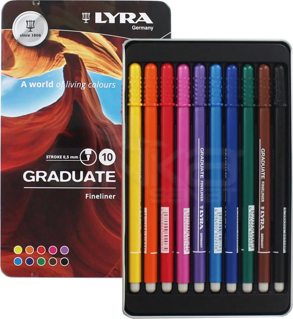 Lyra Graduate Fineliner İnce Uçlu Kalem 0.5mm 10lu Set - Image 1