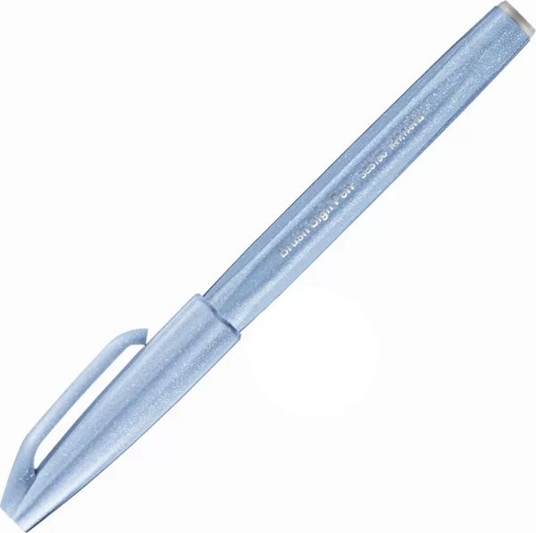 Pentel Brush Sign Pen Fırça Uçlu Kalem Grey Blue - Image 1