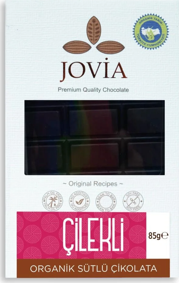Jovia Organik Çilekli Sütlü Çikolata 85 gr - Image 1