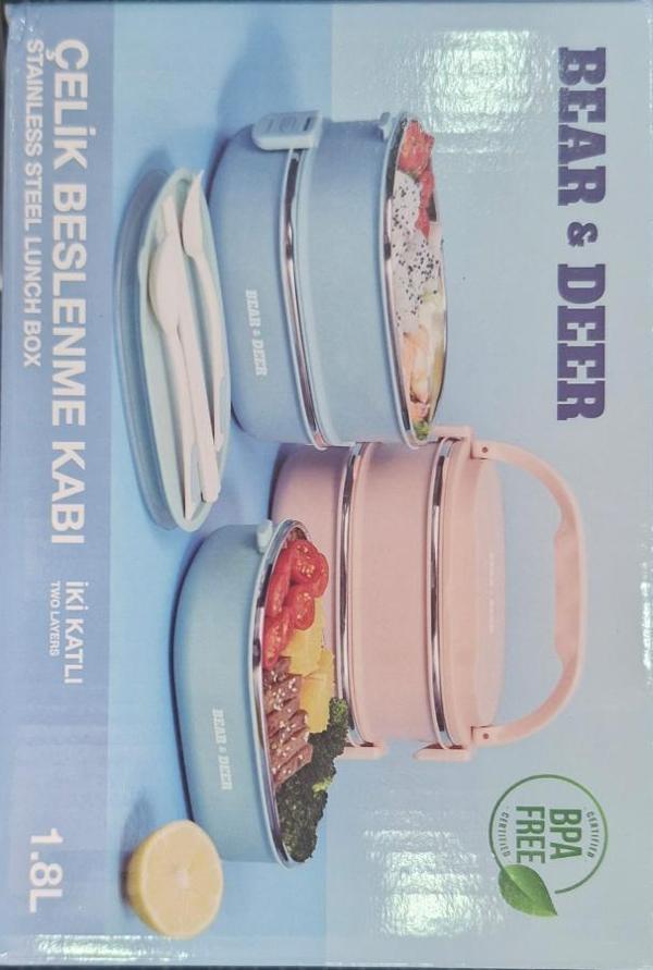B&D Beslenme Kabı Launch Box İki Katlı Çelik 1085 (Karışık Renklerde 1 Adet) - Image 1