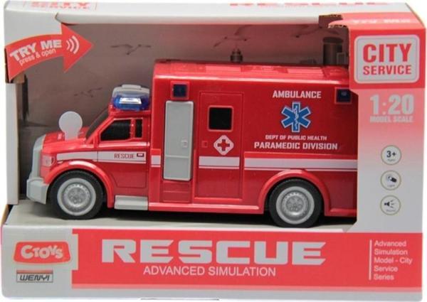 Ctoy Oyuncak Sesli Ve Pilli Ambulans 1:20 WY670B - Image 1