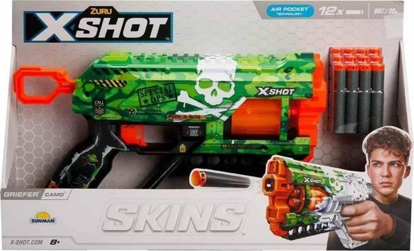 36561 X-Shot Skins Griefer 12 Mermili Sünger Dart Atan Silah 32 cm - Image 1