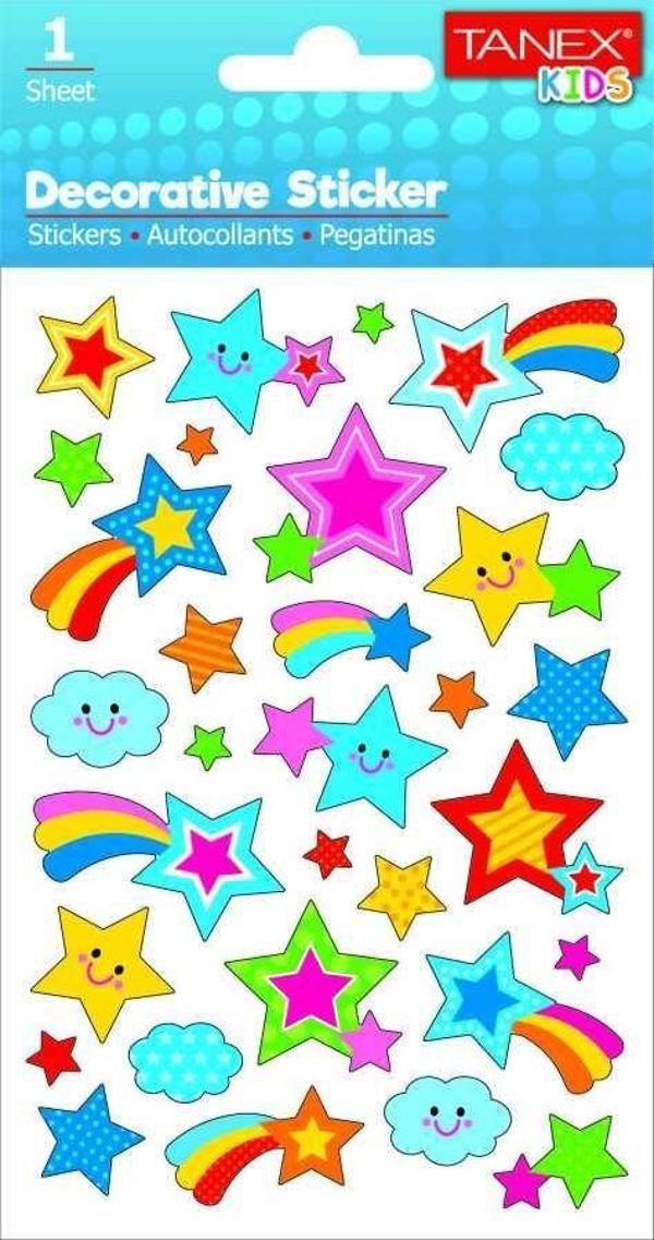 Tanex Stickers Eu Puffy Damla Etiket Kuyruklu Yıldız Serisi 5 Li Tnx-25013 (5*5 Li Paket) - Image 1