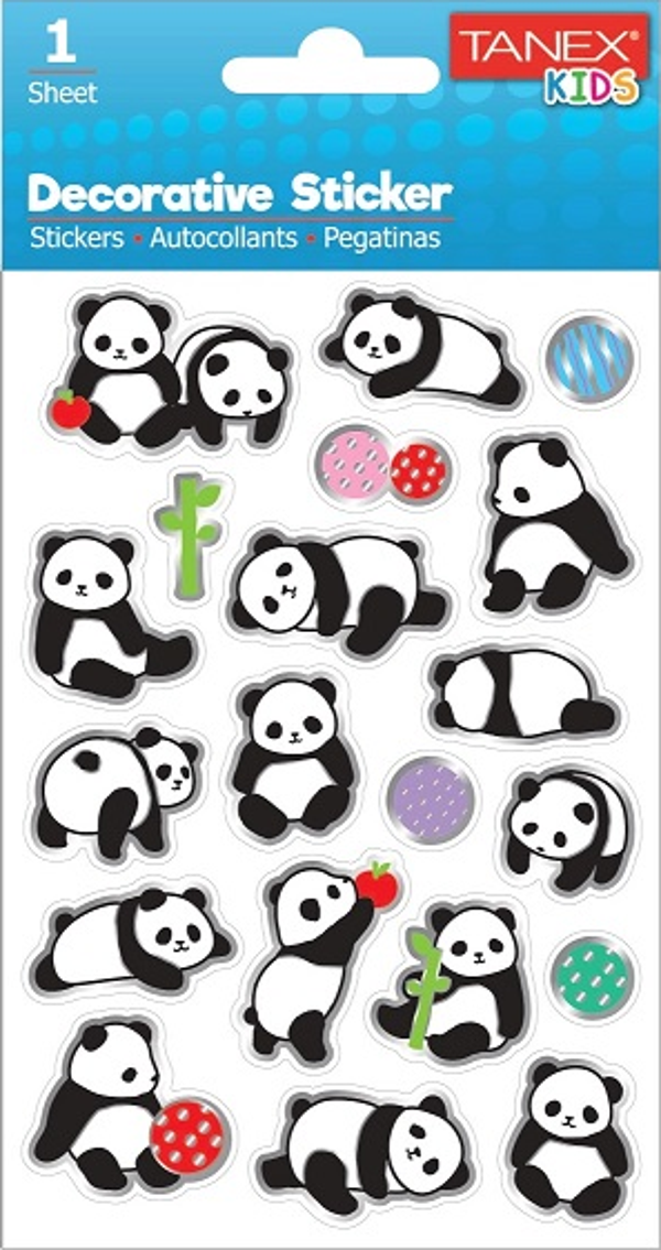 Tanex Stickers Eu Puffy Damla Etiket Panda Serisi 5 Li Tnx-25060 (5*5 Li Paket) - Image 1
