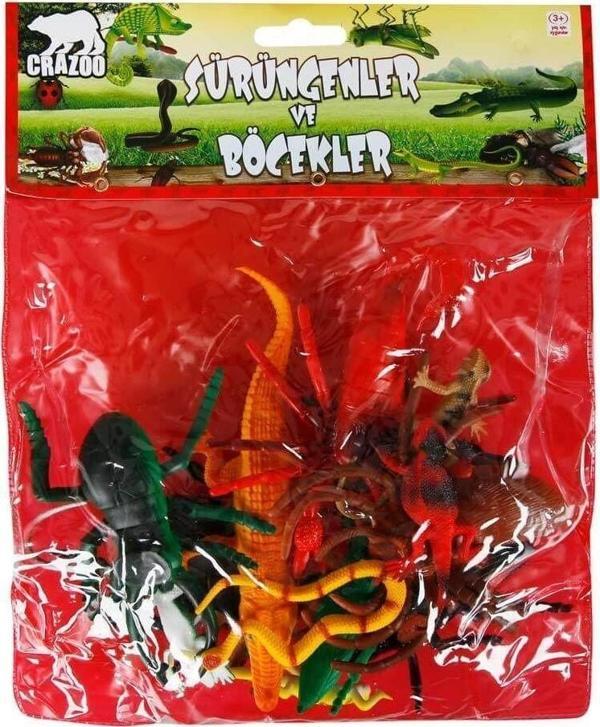 0716 Sürüngenler ve Böcekler Poşetli Hayvan Oyun Seti 13'lü - Image 1