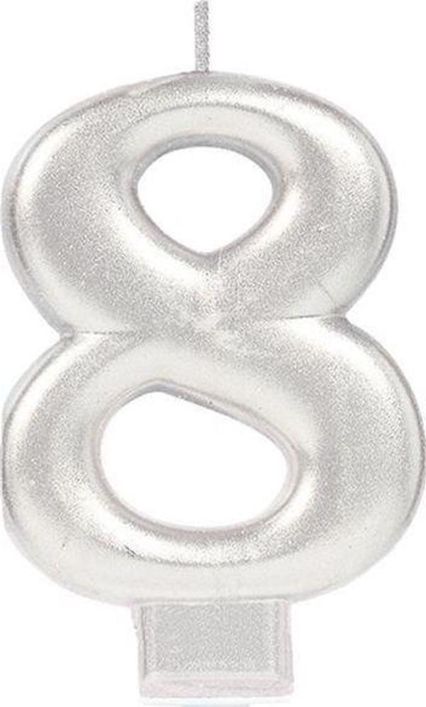 Büro Ev Dekoru için 8 Rakam Silver Mum - Image 1