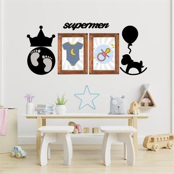 Büro Ev Ofis Dekoru için Ahşap Stil Supermen Tablo Aksesuar Pano Duvar Sticker Seti - Image 1