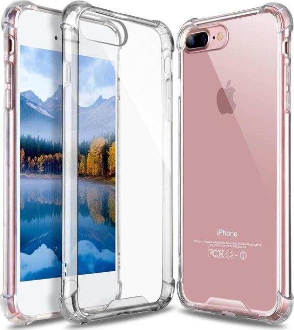 iPhone 7/8 Plus Uyumlu Darbe Önleyici Sararmaya Dayanıklı Airbag Korumalı Ultra Slim TPU Şeffaf Silikon Kılıf - Image 1