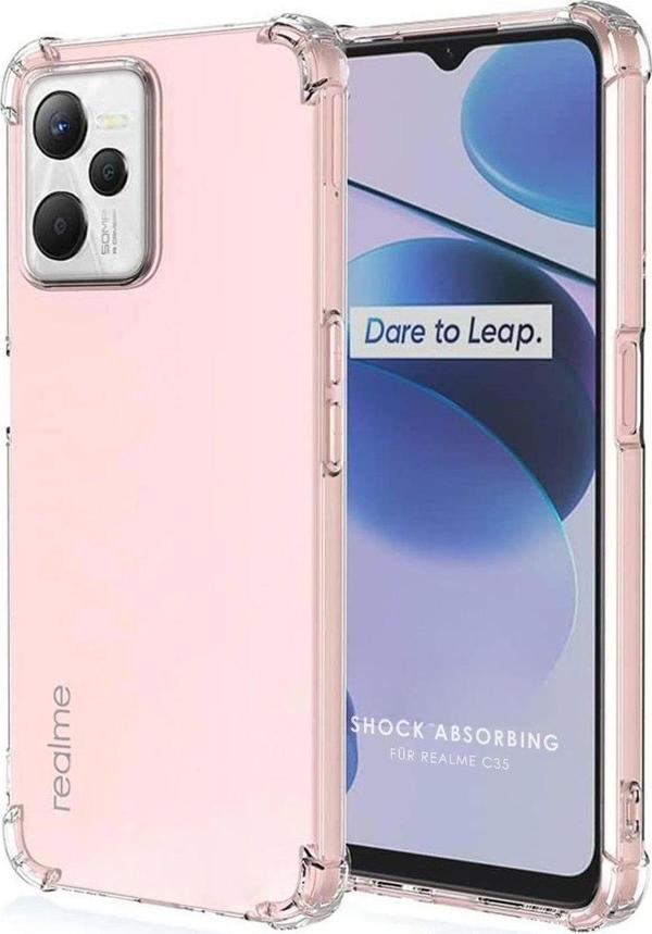 Realme C35 Uyumlu Darbe Önleyici Sararmaya Dayanıklı Airbag Korumalı Ultra Slim TPU Şeffaf Silikon Kılıf - Image 1