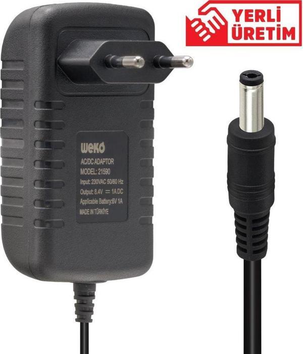 Weko 8.4 Volt - 1 Amper 8.4 Watt 5.5*2.5 Uçlu Lityum Pil Ledli Yerli Üretim Şarj Adaptörü - Image 1