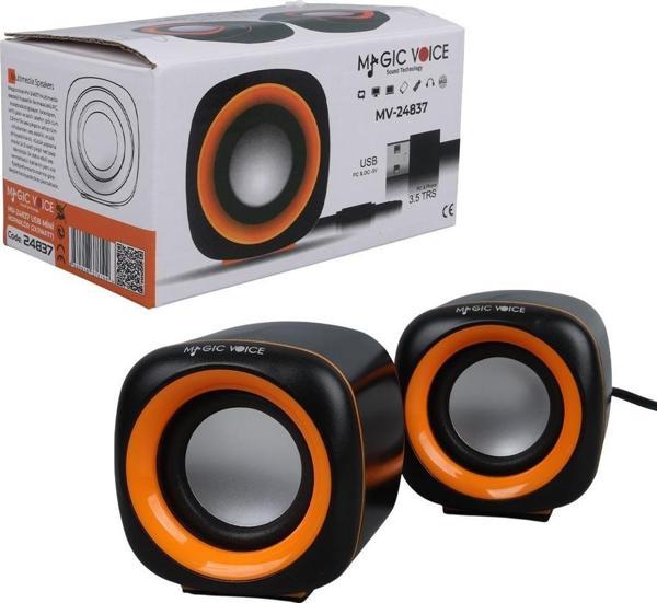 MagicVoice MV-24837 2x3 Watt Aux Multimedia Mini USB Speaker - Hoparlör - Image 1