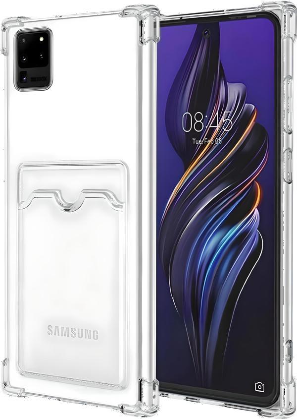 Samsung Galaxy S20 Ultra Uyumlu Kamera Korumalı Kartlıklı Köşeleri Airbag Tasarımlı Darbe Önleyici Şeffaf Silikon Kılıf - Image 1
