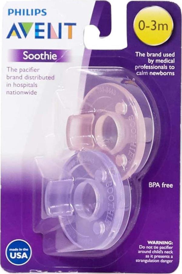 Philips Avent 0-6 Ay Arası (03 Numara) Pembe Mor 2'Li Paket Soothie Medikal Yumuşak Emzik En Yeni Model - Image 1