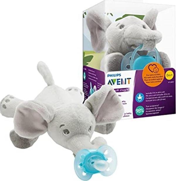 Philips Avent Snuggle Elefant Scf348/13, Kuscheltier Mit Schnuller Ultra Soft, Perfektes Geschenk Fü - Image 1