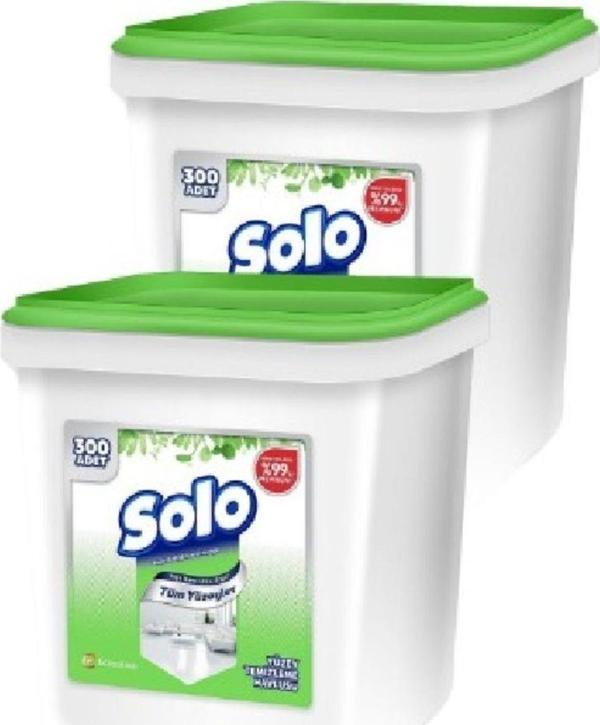 Solo Tüm Yüzeyler Kova Islak Temizlik Mendili 300 Yaprak X 2 Kova (Toplam 600 Yaprak) - Image 1