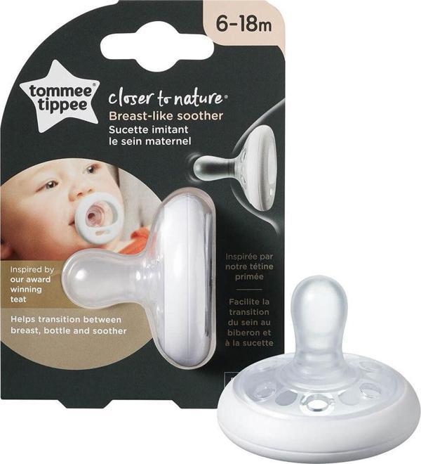Tommee Tippee Closer To Nature Breastlike Emzik, 6 18 Ay Tekli Beyaz - Image 1