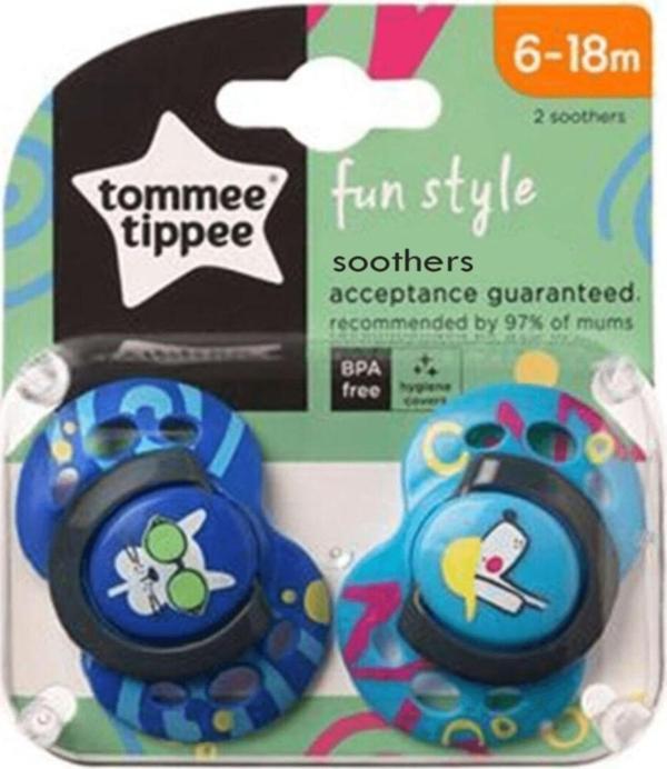 Tommee Tippee Fun Style 2Li Ortodontik Silikon Emzik 6-18 Ay Mavi - Image 1