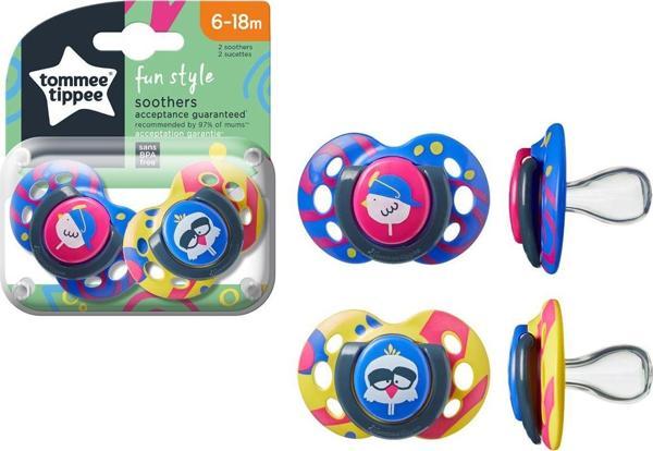 Tommee Tippee Fun Style 2'Li Ortodontik Silikon Emzik 6-18 Ay Mor - Image 1