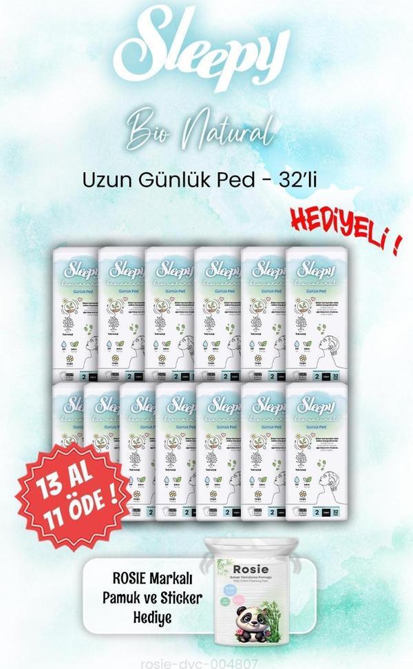 13 AL 11 ÖDE Sleepy Bio Natural Uzun 32'li Günlük Ped ve ROSIE - Image 1